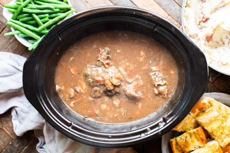 venison roast in bacon gravy, done cooking