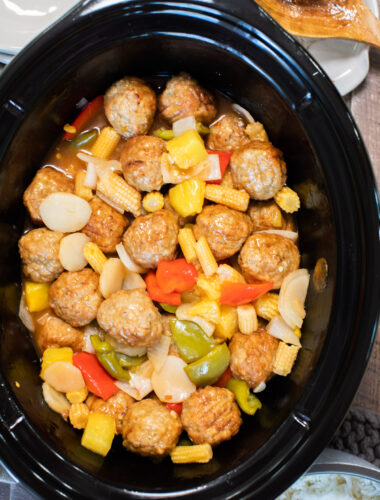 done cooking sweet and sour meatballs in slow cooker