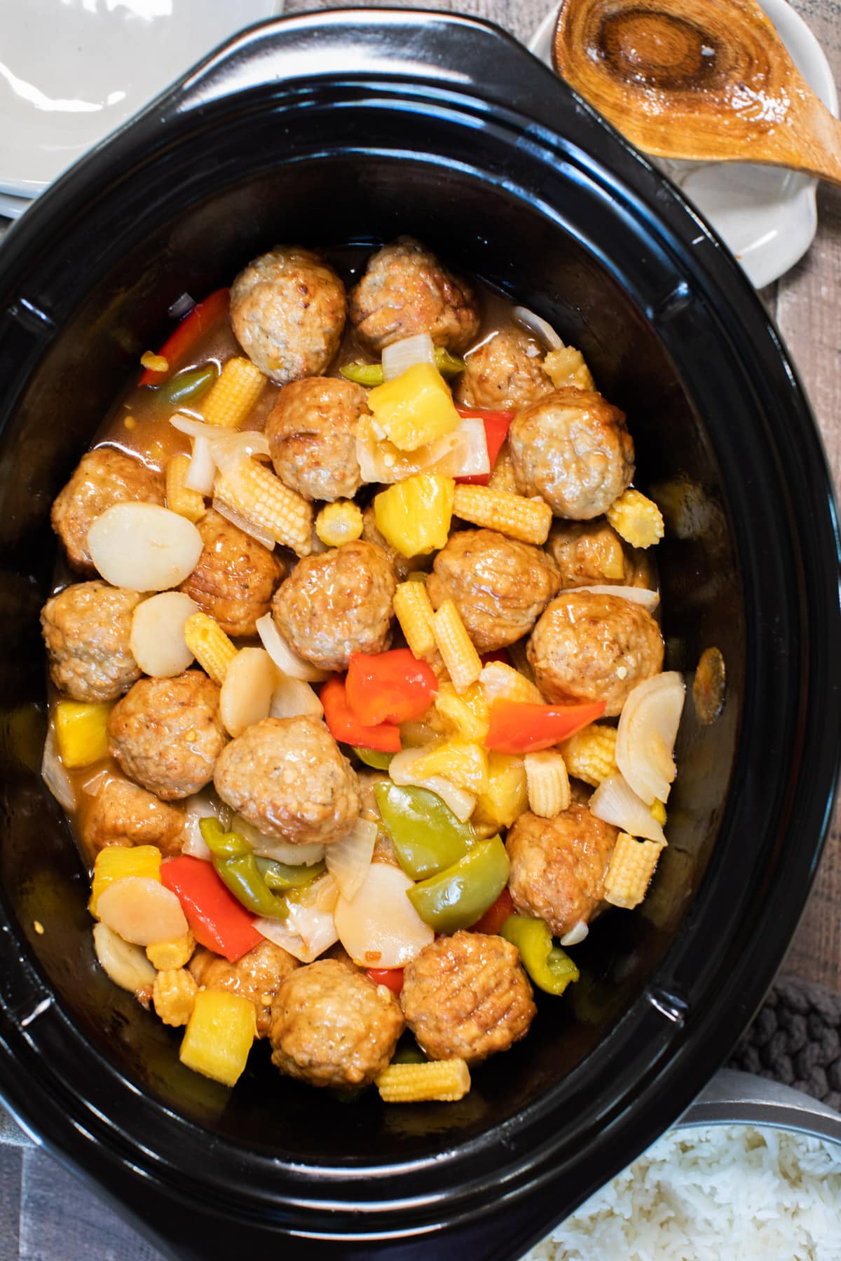 done cooking sweet and sour meatballs in slow cooker