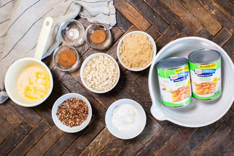 ingredients for apple crisp on table