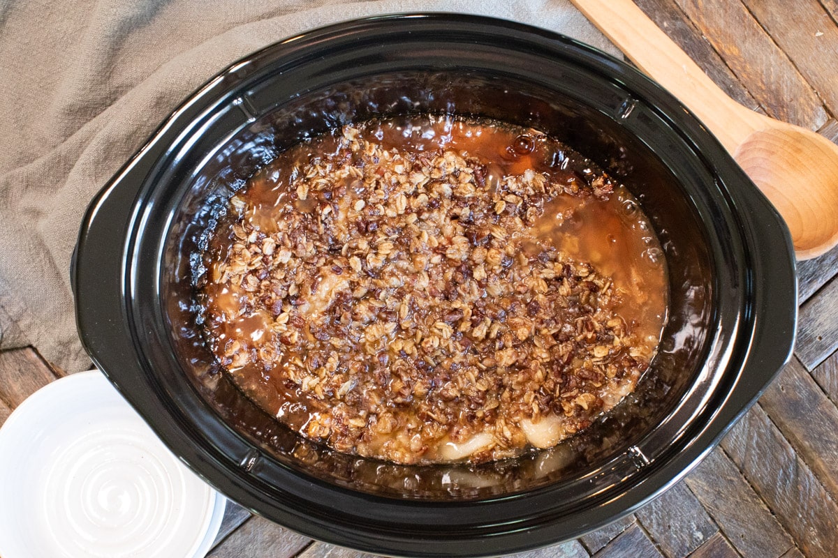 done cooking apple crisp in slow cooker