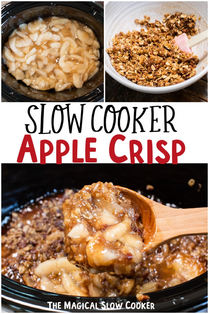 collage of apple crispt images with text overlay for pinterest