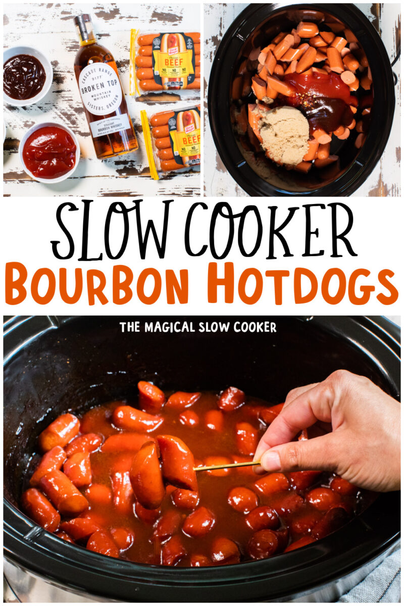 collage of bourbon hot dog images with text overlay for pinterest