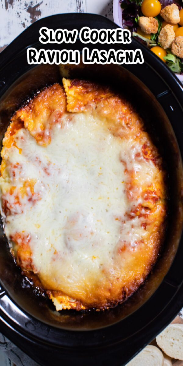 pinterest image of ravioli lasagna