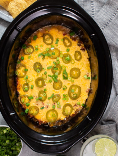 overhead shot of 7 layer bean dip