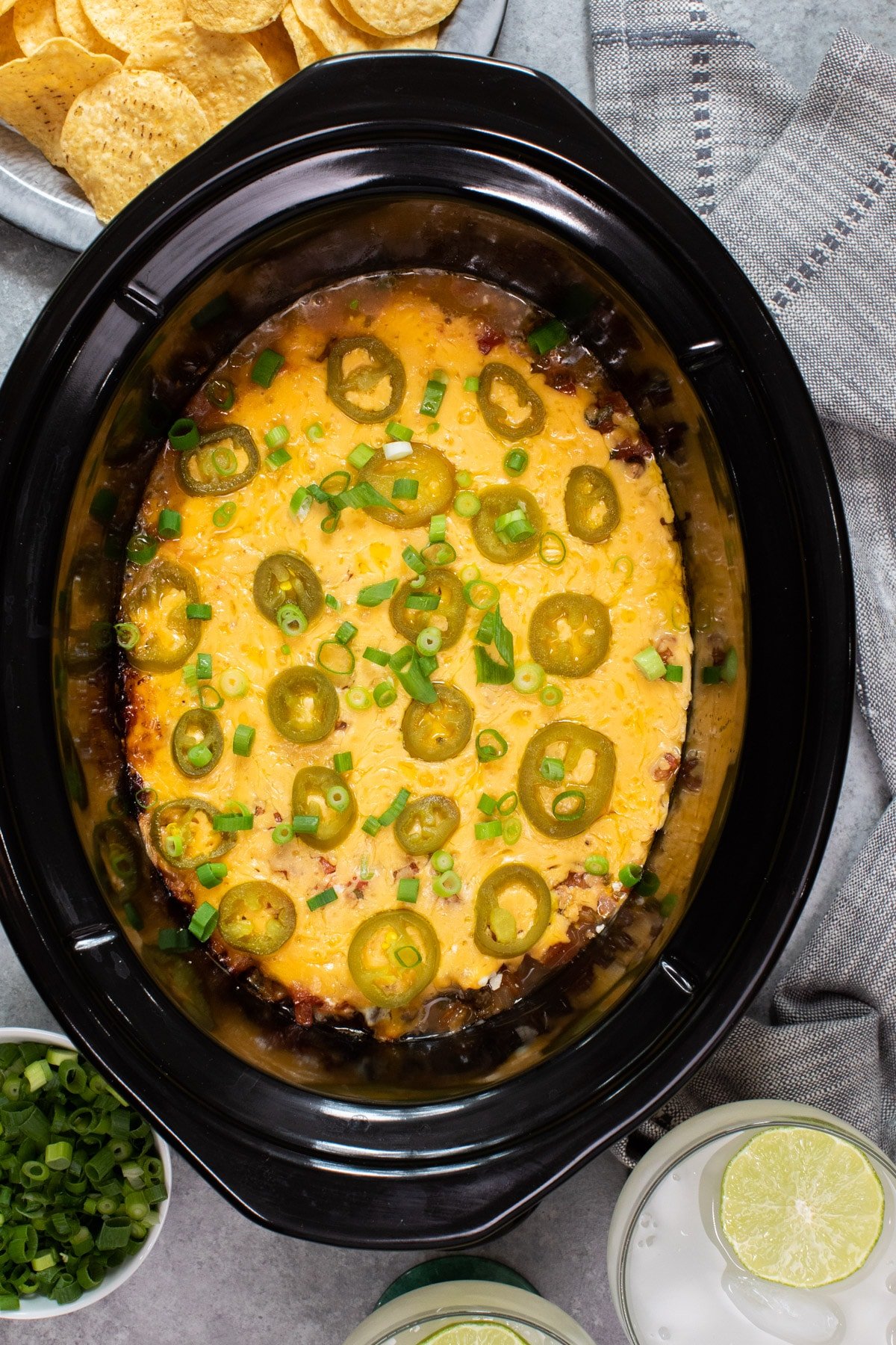 overhead shot of 7 layer bean dip