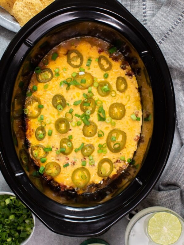 7 layer bean dip cooked in a slow cooker