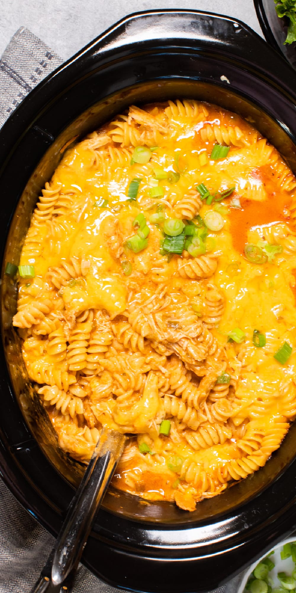 long image of chicken enchilada pasta for pinterest