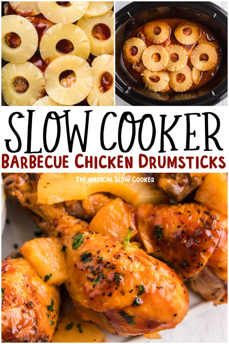 collage of barbecue drumsticks with text overlay for pinterest