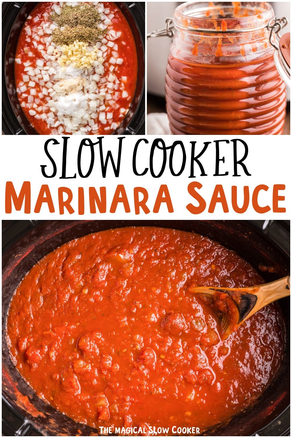collage of marinara images with text overlay for pinterest
