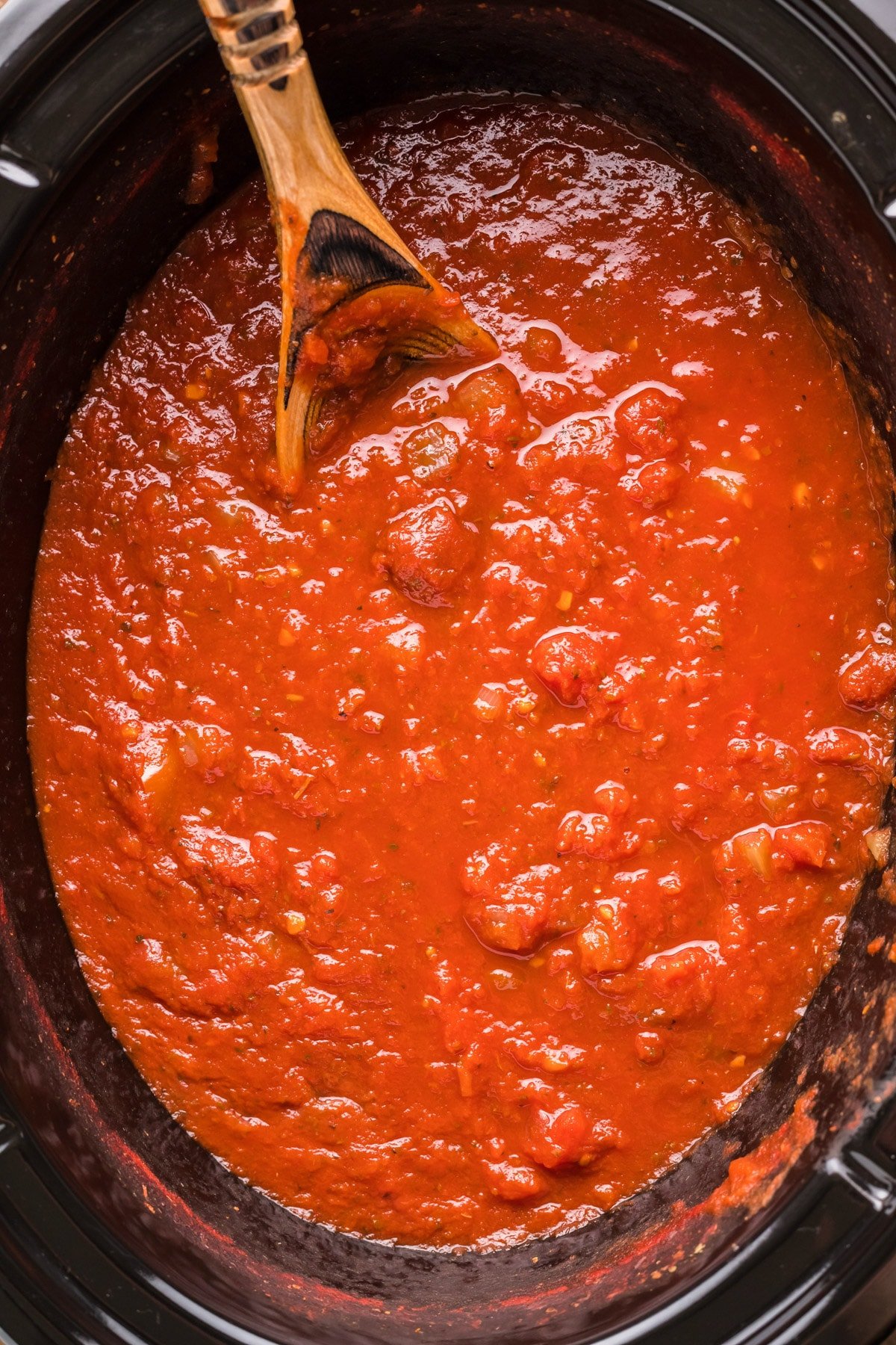 marinara sauce in slow cooker, done cooking