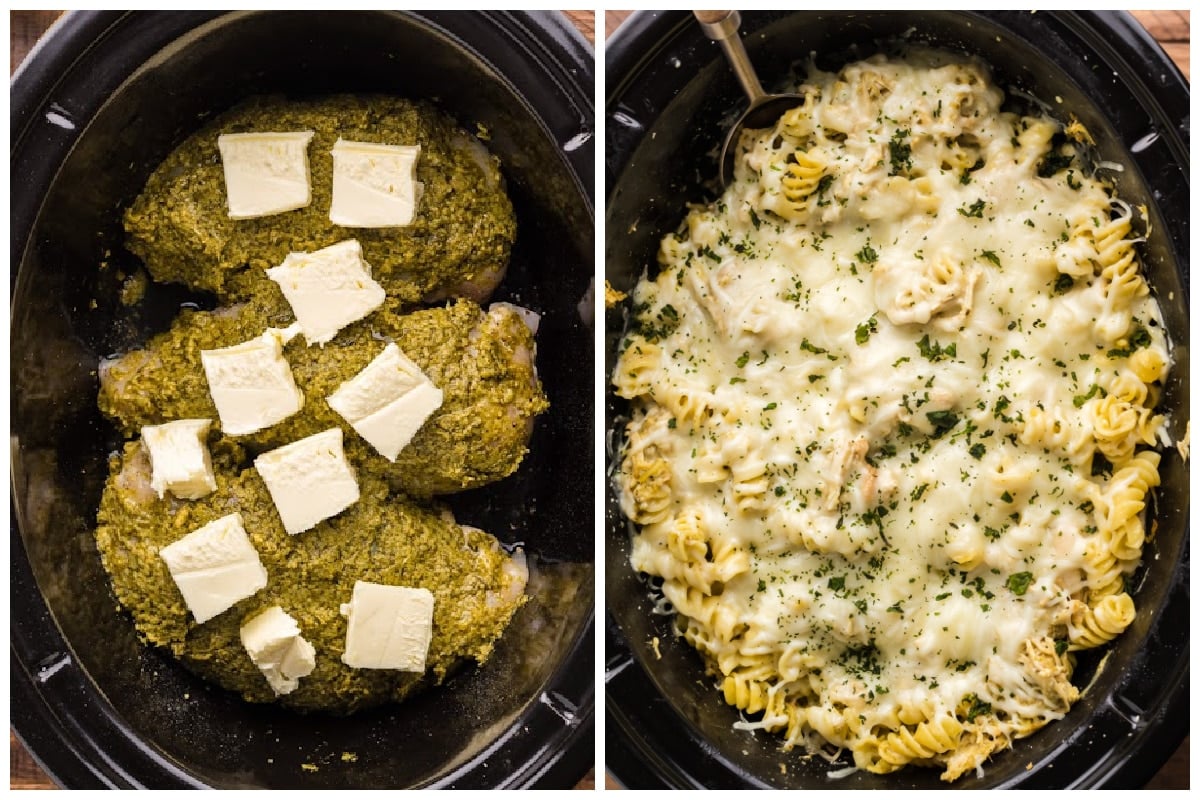 Slow Cooker Pesto Mozzarella Chicken Pasta The Magical Slow Cooker