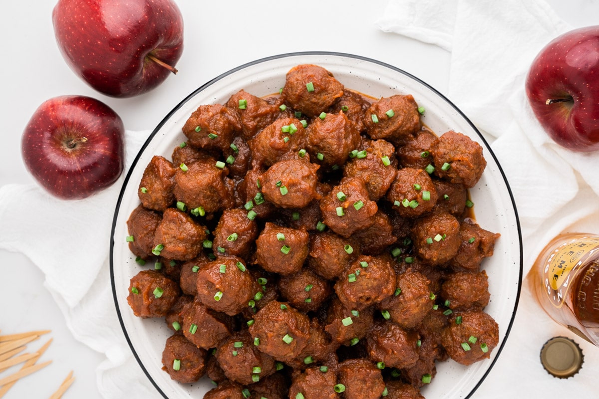 plate full of meatballs.