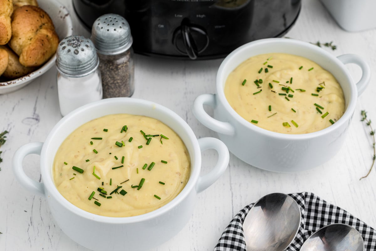 Slow Cooker Potato Leek Soup - The Magical Slow Cooker