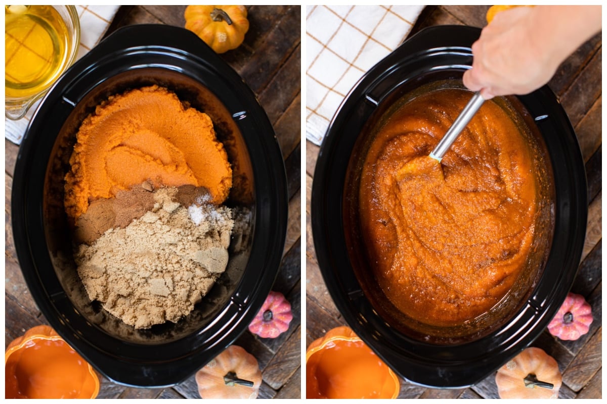 how to add pumpkin butter ingredients to slow cooker