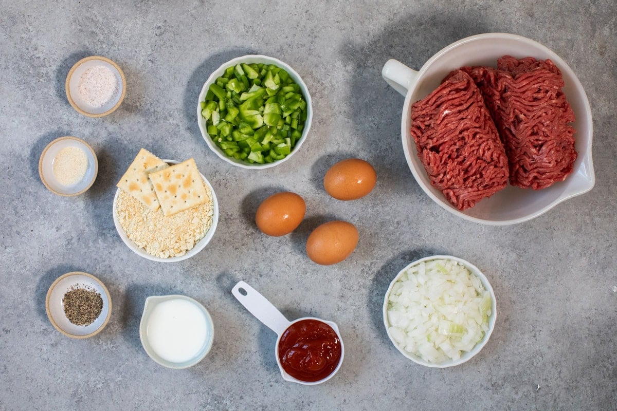 ingredients for meatloaf on table