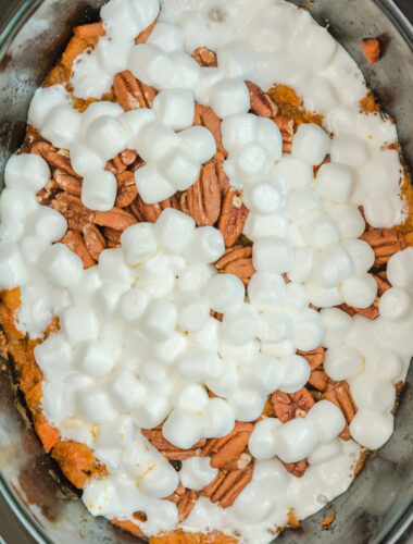 sweet potato casserole with marshmallows in crockpot