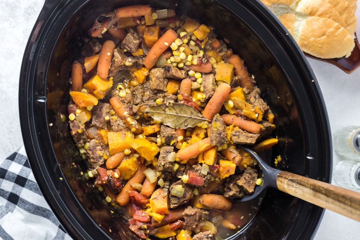 cooked sweet potato stew in crockpot