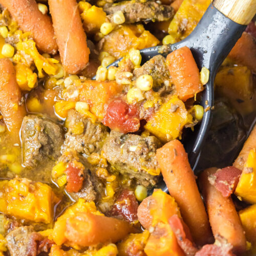 close up of cooked sweet potato stew