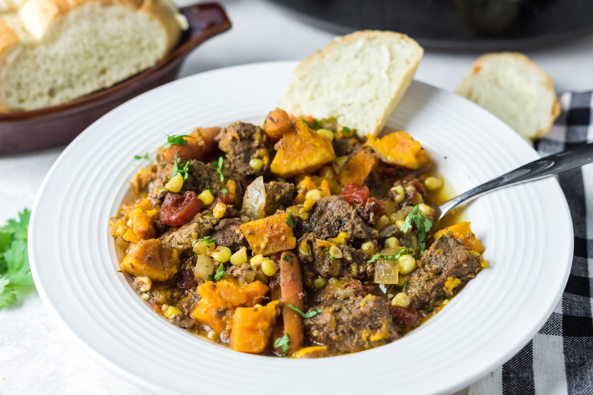 sweet potato stew close up in bowl