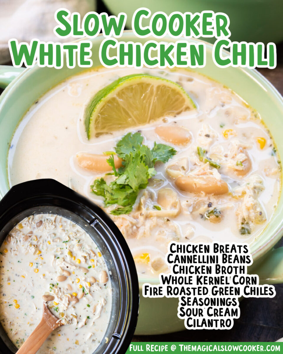 chicken chili images with text of what the ingredients are.