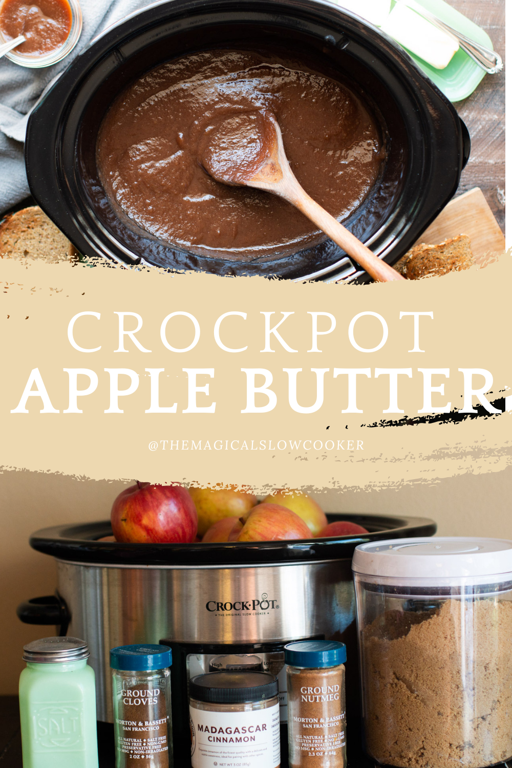 2 images of apple butter.