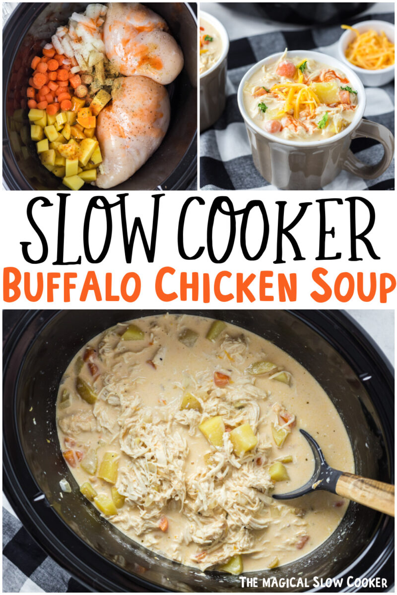 collage of buffalo chicken images with text overlay for pinterest