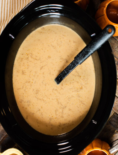 latte mixture in slow cooker