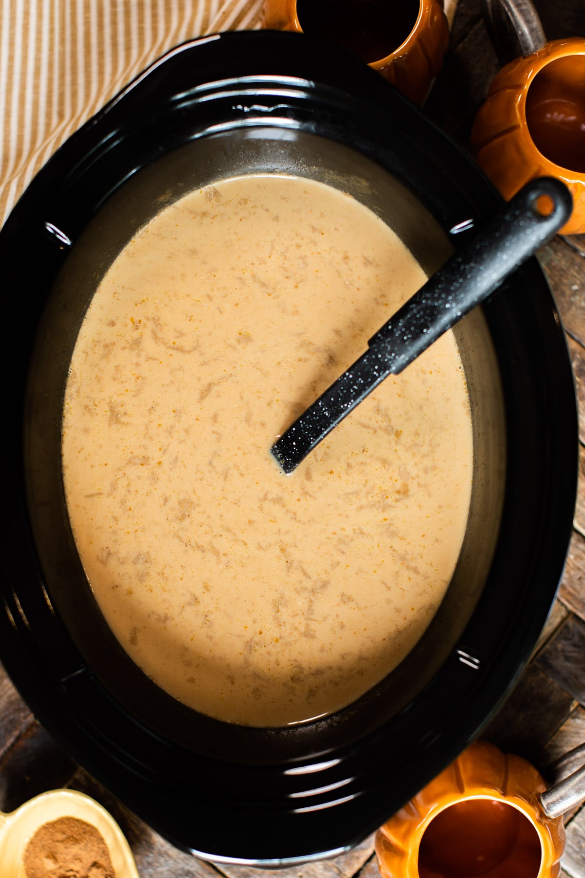 latte mixture in slow cooker