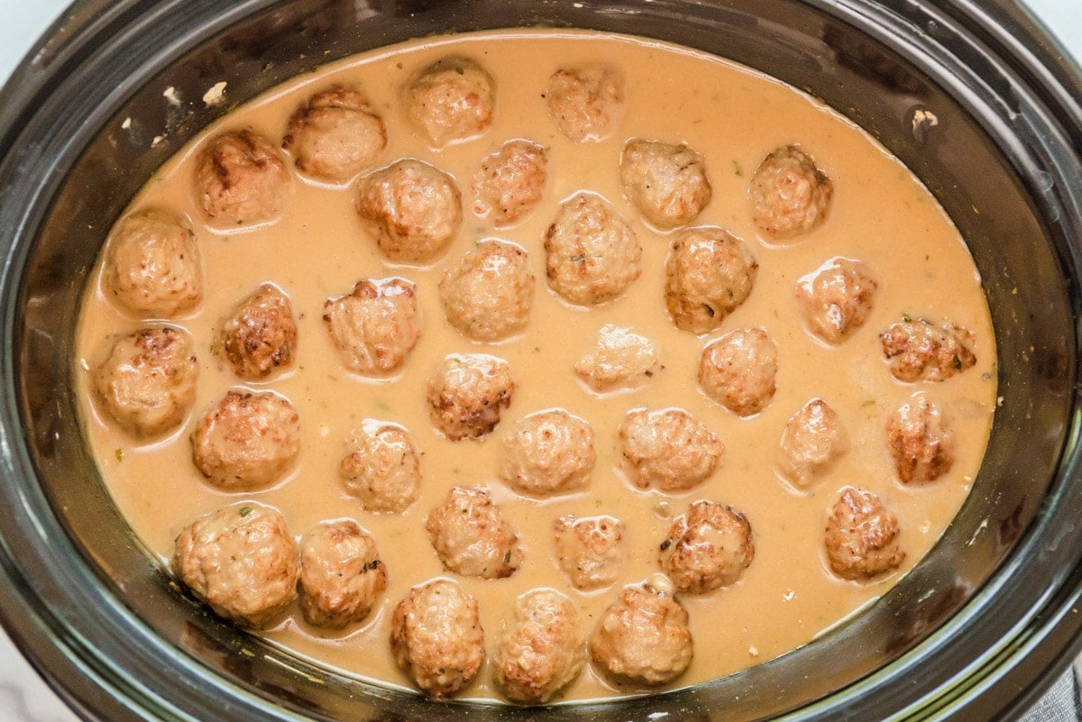 finished cooking swedish meatballs in slow cooker