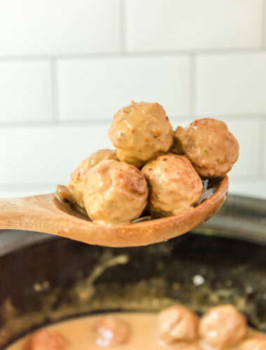 swedish meatballs on a spoon