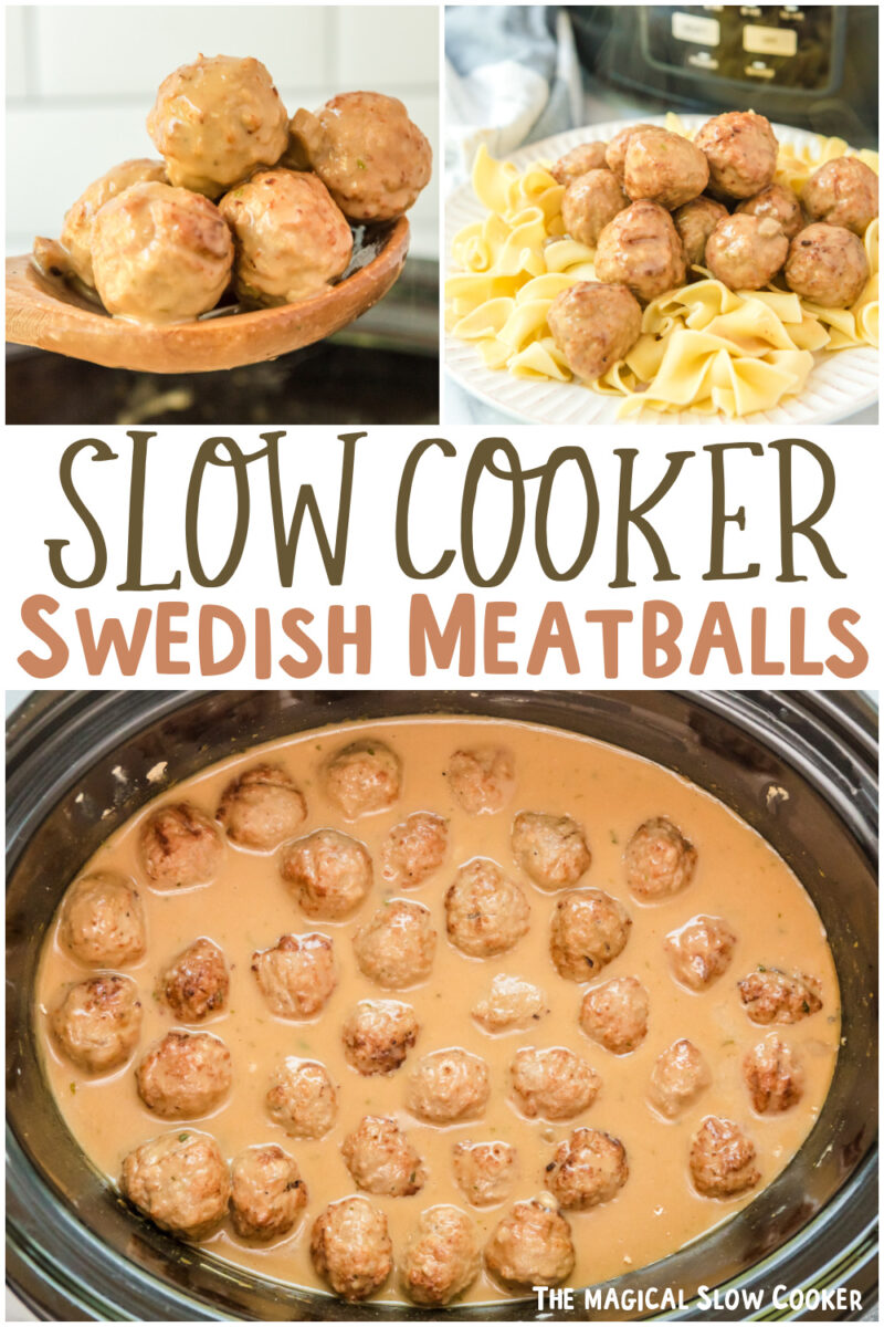 collage of swedish meatballs with text overlay for pinterest