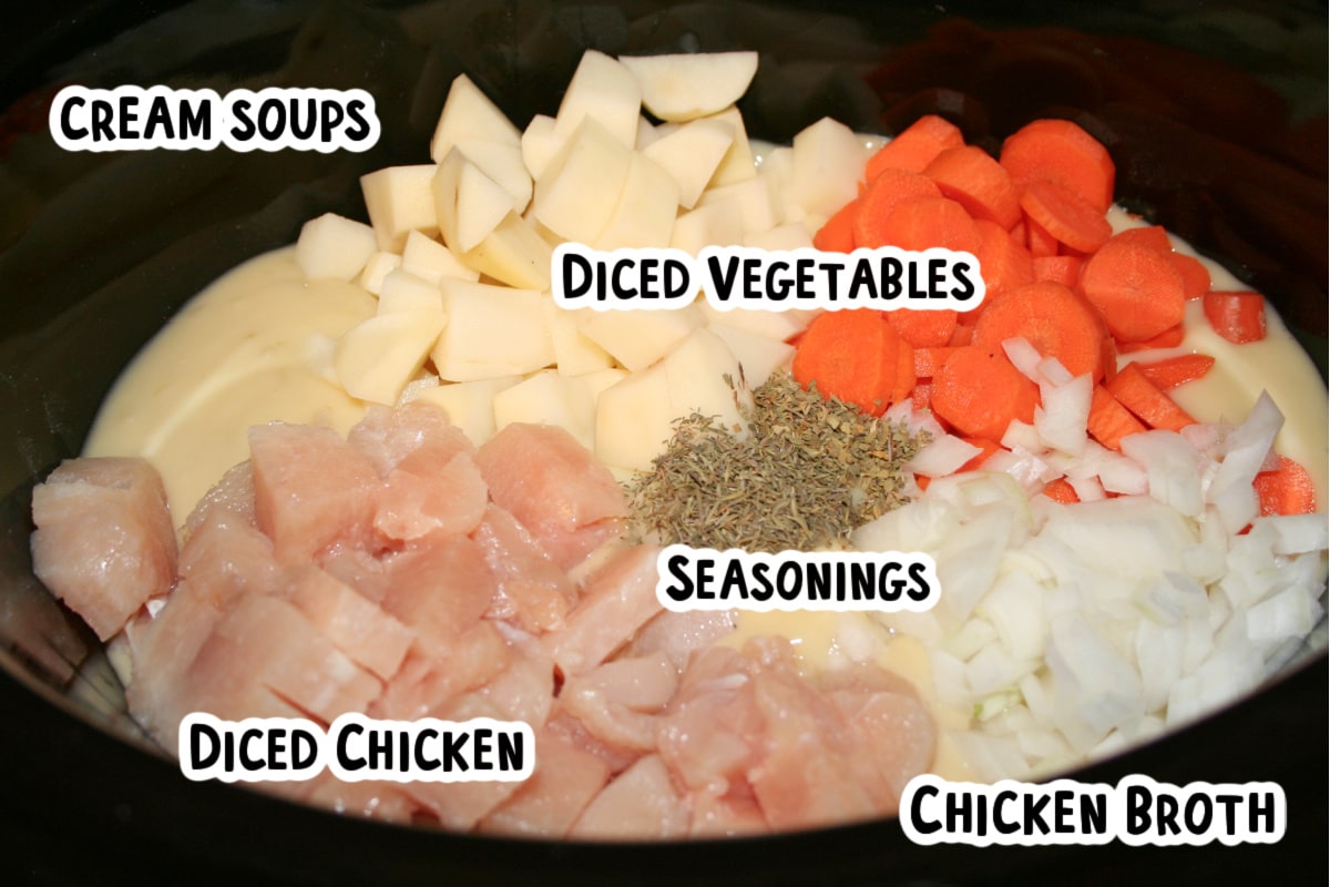 ingredients for chicken pot pie in slow cooker