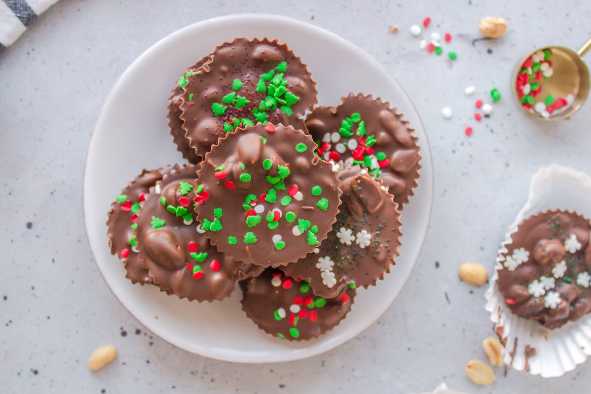 overhead shot of christmas candy