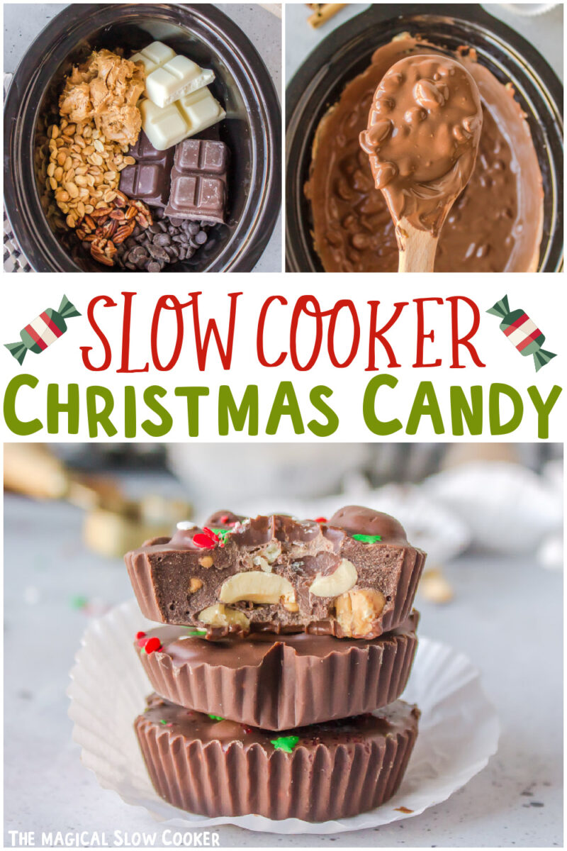 collage of christmas candy images with text overlay for pinterest