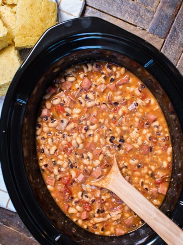 black eyed peas, done cooking in the slow cooker.