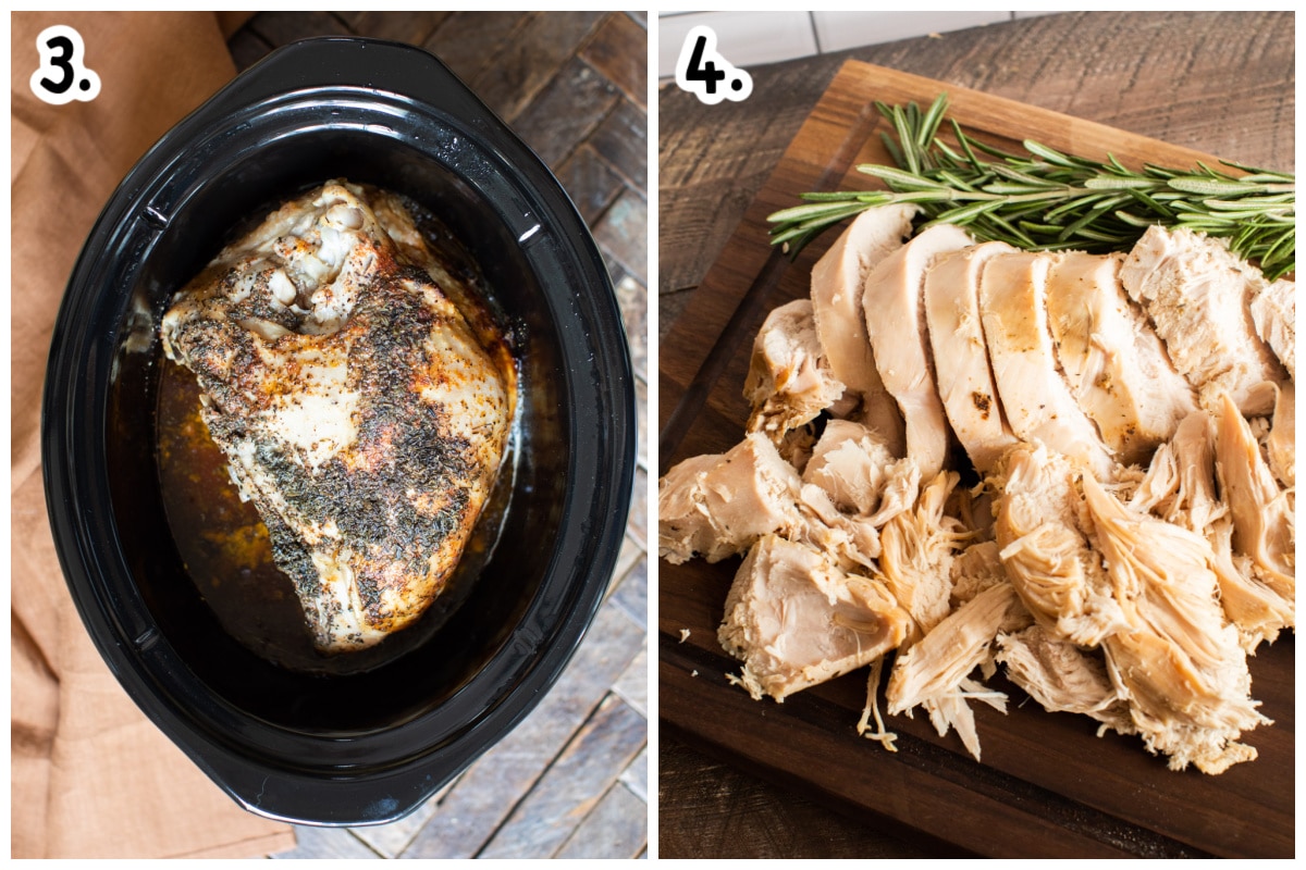 2 images of cooked turkey breast