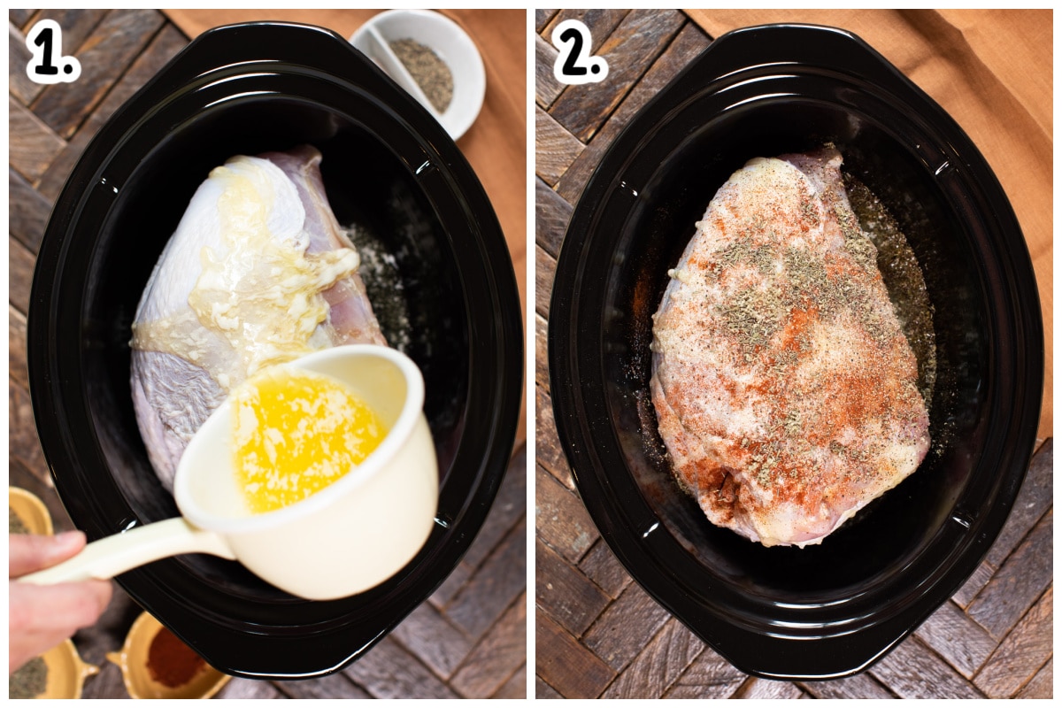 how to put topping on raw turkey breast in slow cooker