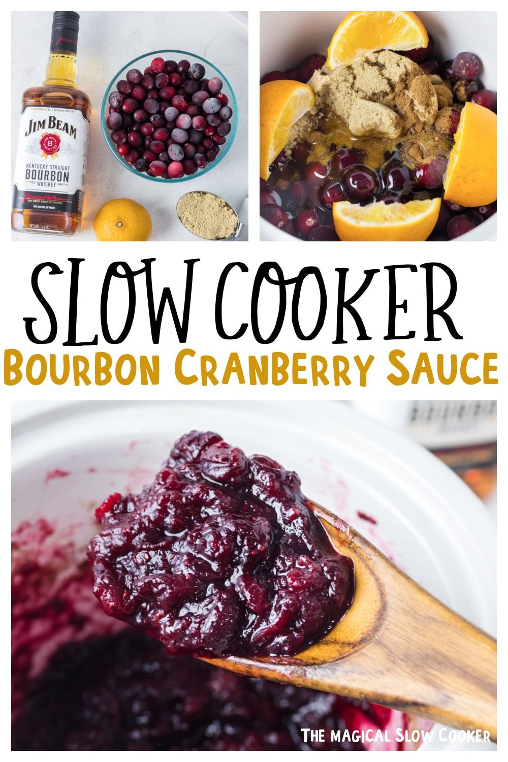collage of bourbon cranberry images with text overlay for pinterest