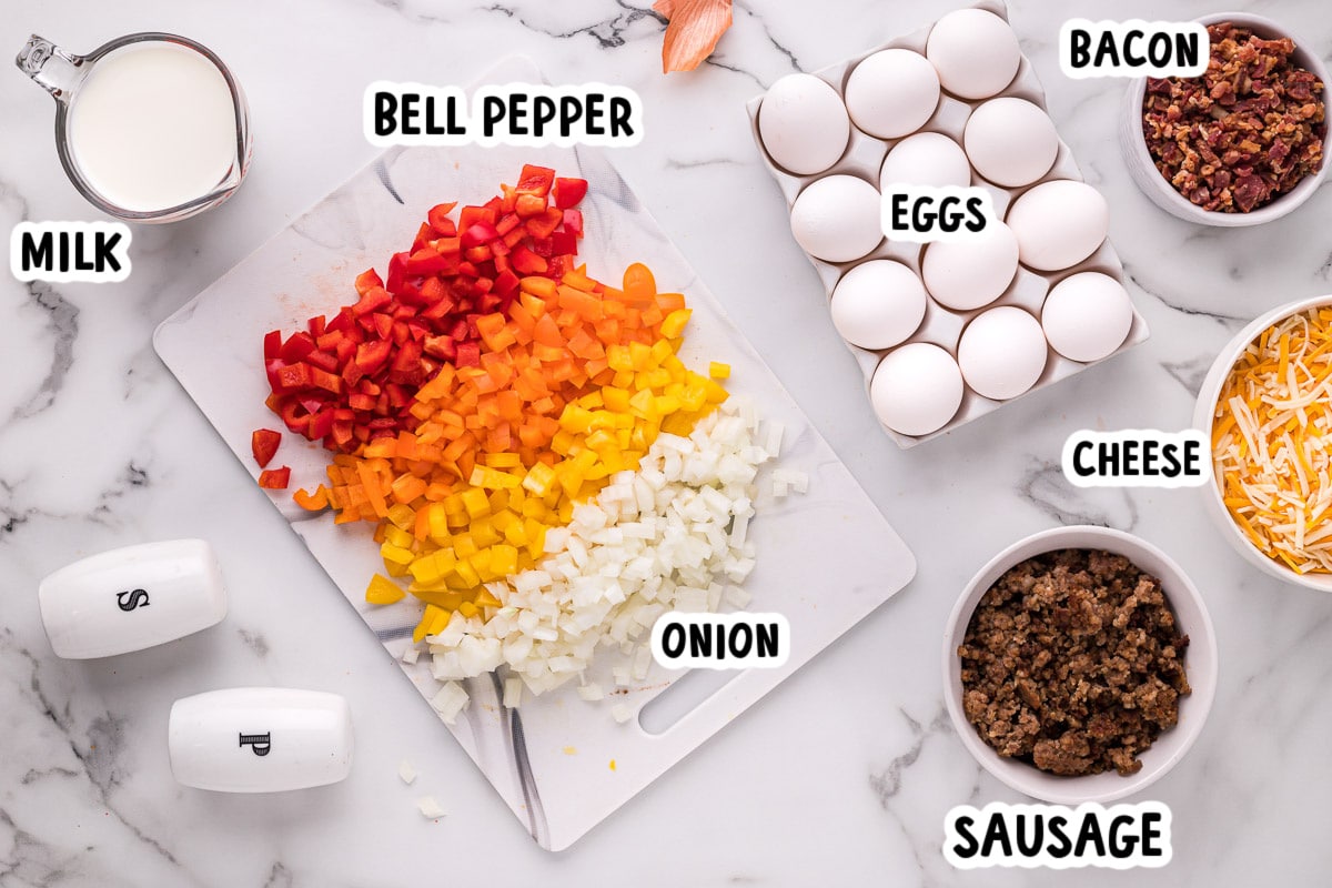 ingredients for breakfast burritos on table