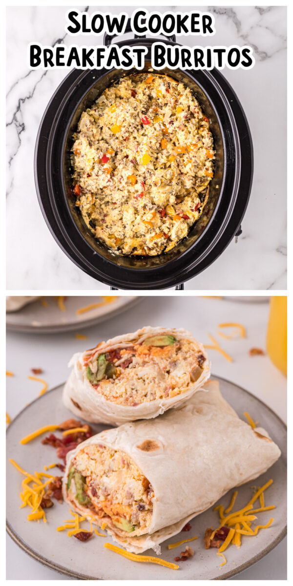 long image of breakfast burritos for pinterest