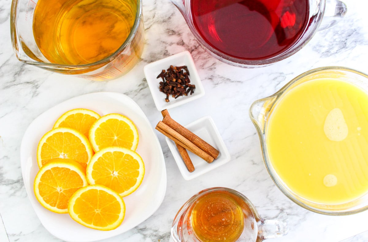 ingredients for wassail on table