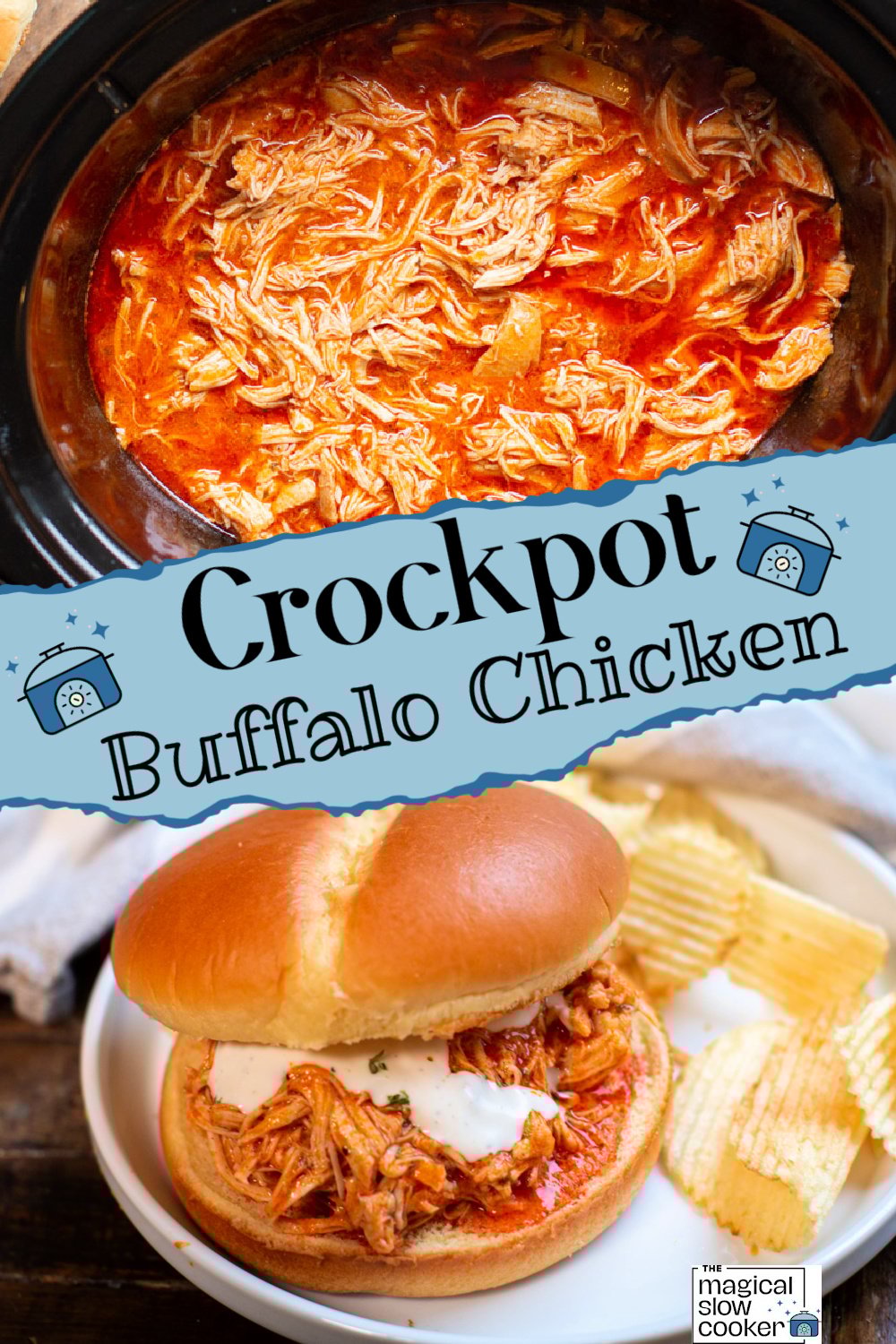 2 images of buffalo chicken sandwiches.