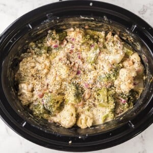 done cooking cauliflower casserole in slow cooker
