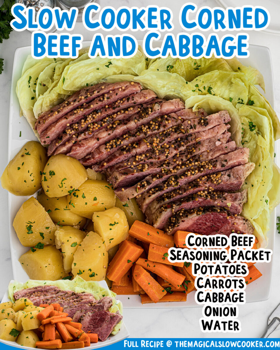 crockpot corned beef and cabbage images with text for facebook.