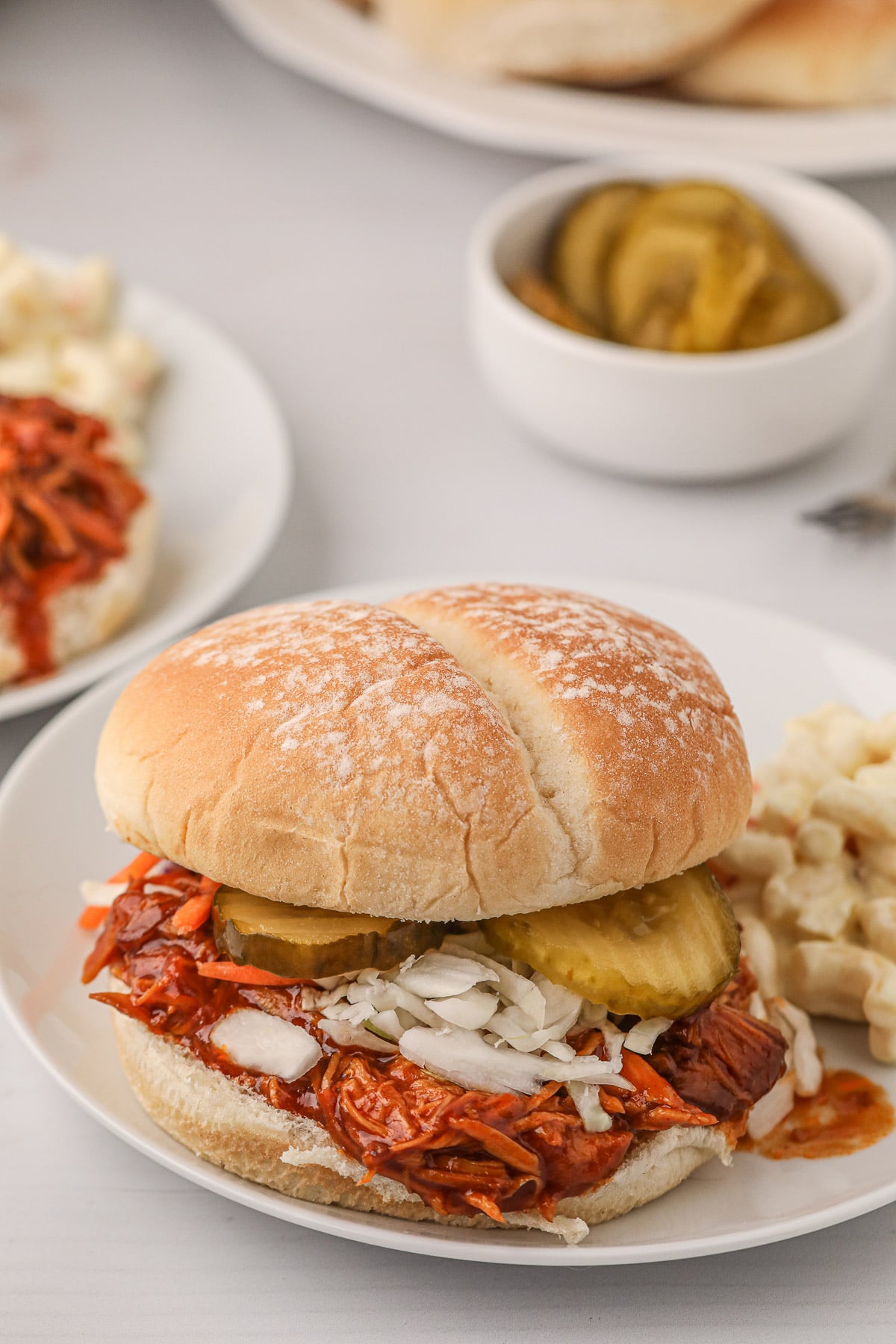 barbecue chicken sandwich on a bun