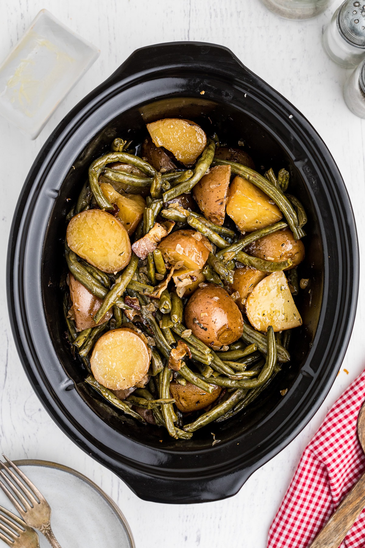green beans and potatoes in the slow cooker