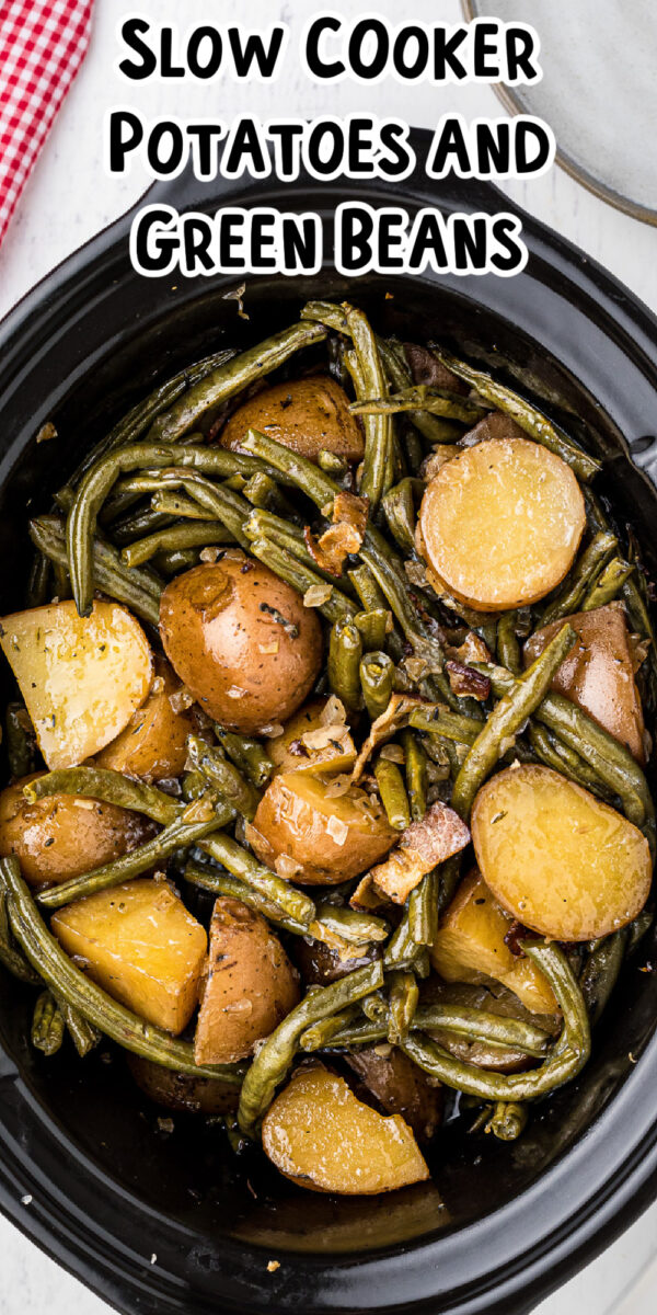 long image of green beans and potatoes for pinterest