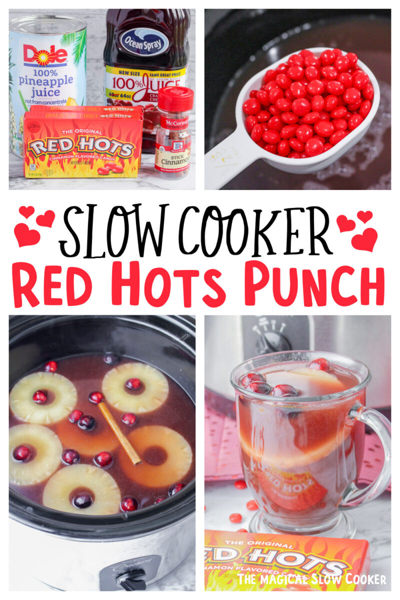 collage of red hot punch with text overlay for pinterest