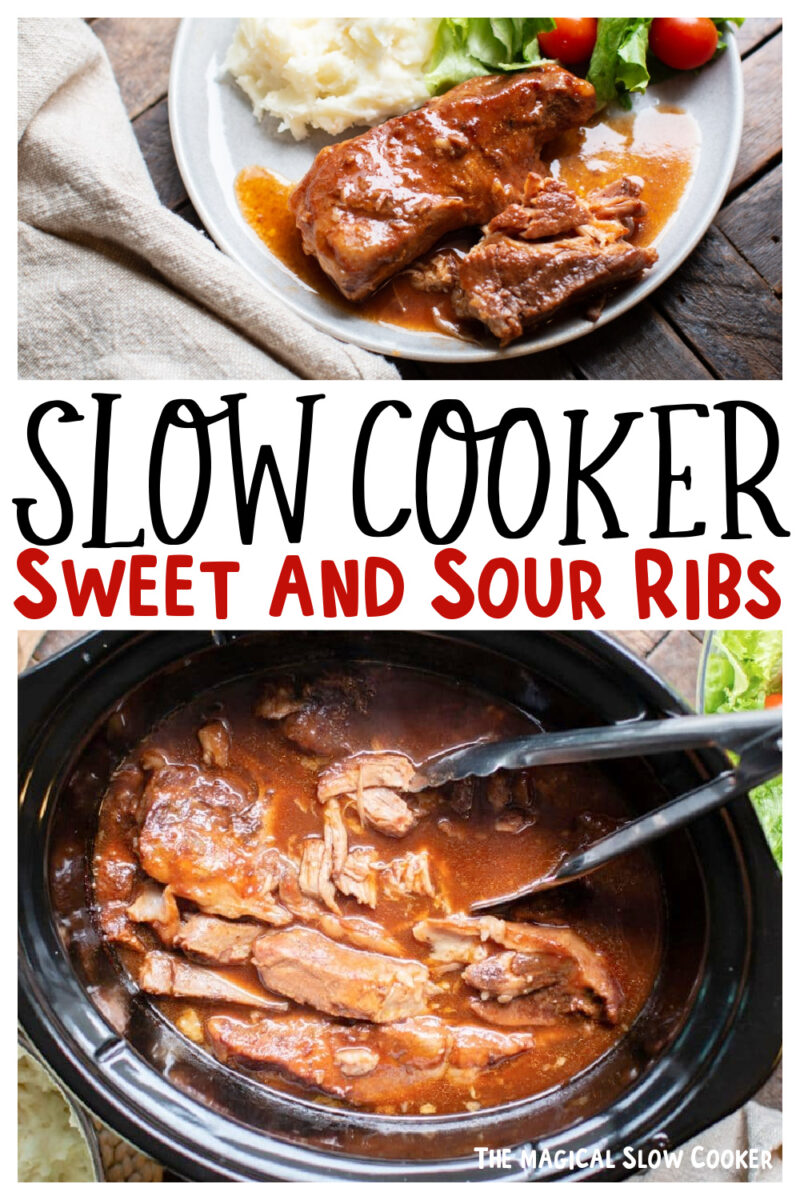 collage of sweet and sour rib images with text overlay for pinterest